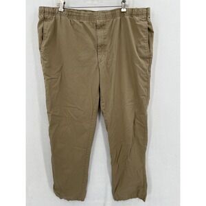 Orvis Casual Pants Mens Size 42x32 Khaki Beige Elastic Waist Drawstring Cotton